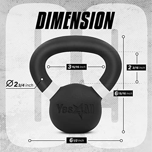 Yes4All Powder Coated Kettlebell, 9-88 lb Cast Iron Weights White