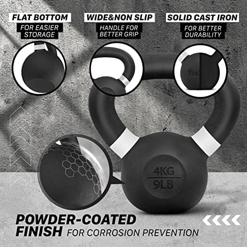Yes4All Powder Coated Kettlebell, 9-88 lb Cast Iron Weights White